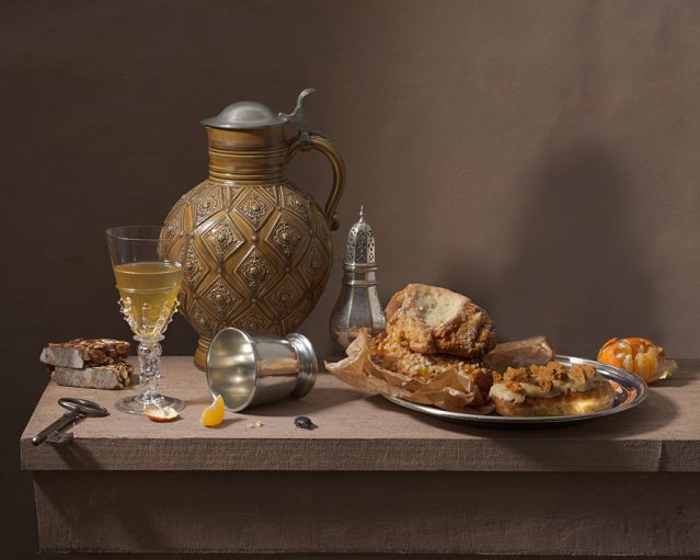 Henri Peyre & Catherine Auguste - Nature morte de dessert avec gâteaux, nougat et mandarine