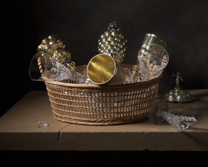 Henri Peyre - Panier de verres avec 3 hanaps et gobelet doré (en collaboration avec le Musée de l&lsquo;Oeuvre Notre-Dame de Strasbourg)