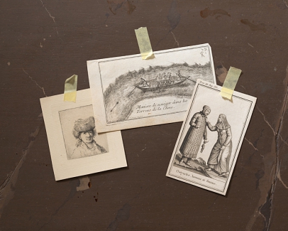 Henri Peyre & Catherine Auguste - Trompe-l&lsquo;oeil avec 3 gravures